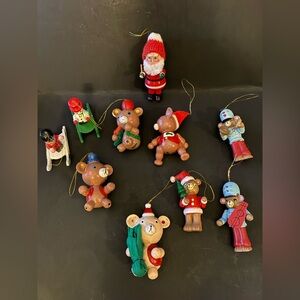Lot of 10 Vintage Wooden Ornaments